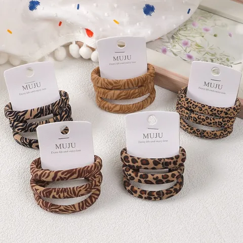 Süß-cooler Stil Leopard und Zebra Muster Haargummis Gestrickt Hohe Elastizität Nahtlose Haargummis Haarschmuck Für Damen