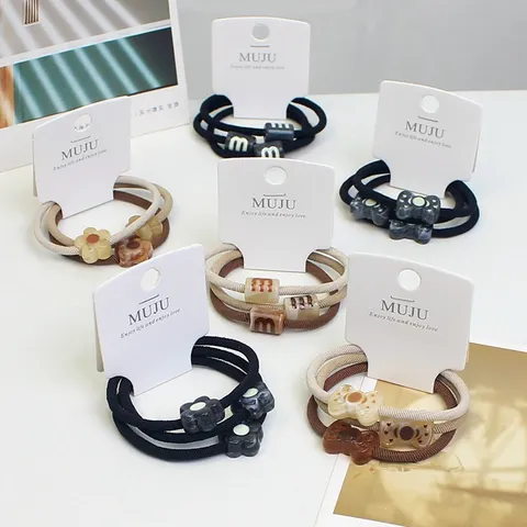 High-End Fashion Marble Cloud Pattern Hair Ties Elastic Twill Rubber Bands Ponytail Holder Hair Accessories