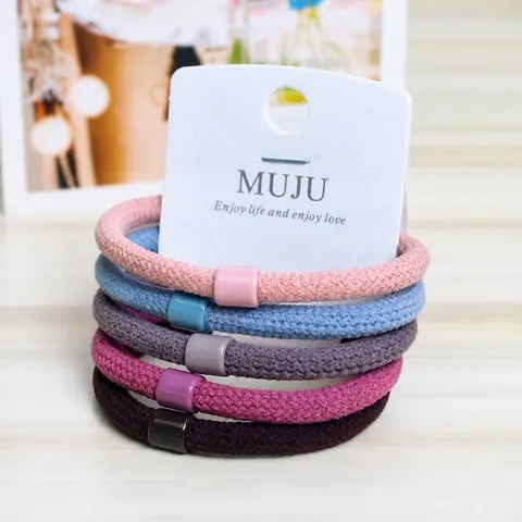 Koreanischer Stil Nylon Haargummis Set Elastische Haarseile Mit Goldperlen Und Flockung Haarzubehör Für Damen Tägliches Styling
