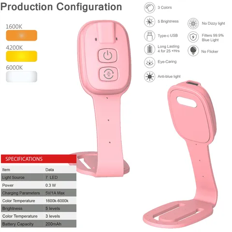 Draagbare LED Clip-on Leesboek Licht Oogbeschermende Mini Bureaularmp USB Oplaadbare Flexibele Nachtlamp Studenten Studie Verlichting