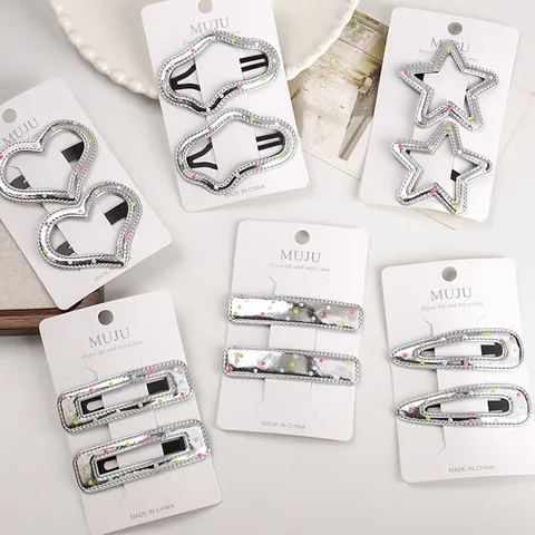 Minimalistisches PU-Leder Metall Haarspangen Öltropfen Stern Herz Form Haarnadeln Für Frauen Tägliche Haar-Accessoires