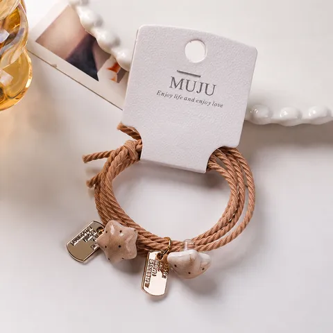 Minimalistisch Hochelastische Haargummis Für Damen Harz Stern Herz Anhänger Haarseile Süße Tägliche Haarschmuck