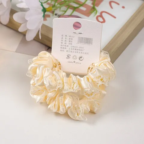 Elegante Spitzen Satin Scrunchies Haarseile Mode Haarschmuck Für Damen Und Mädchen Tägliches Haarstyling
