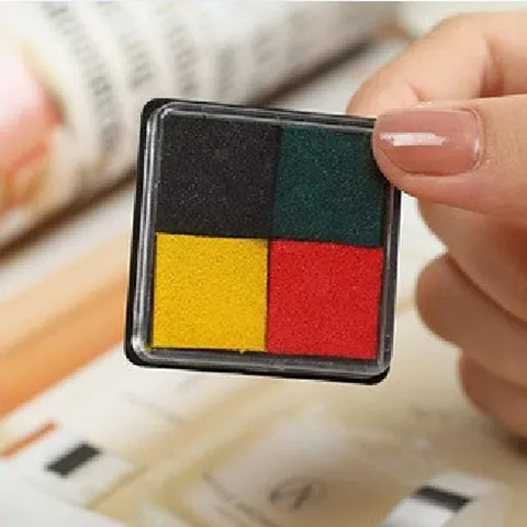 Tampon Encreur Quatre Couleurs Créatif Mini Tampon Carré DIY Scrapbooking Papeterie