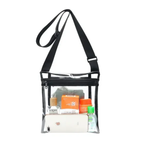 Transparent PVC Crossbody Bag Clear Stadium Bag For Sports Events Music Festivals Adjustable Strap Casual Shoulder Bag