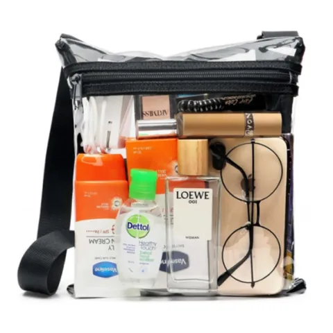 Transparent PVC Crossbody Bag Clear Stadium Bag For Sports Events Music Festivals Adjustable Strap Casual Shoulder Bag