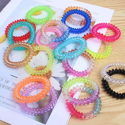 Wasserdichte Spirale Haargummis Verlaufsfarbe TPU Haarseile Elastische Haarbänder Für Damen Alltag Sport Haaraccessoires