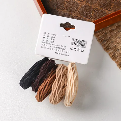 Damen Mode Nahtlose Haargummis Elastische Gestreifte Gewellte Haarbänder Haaraccessoires