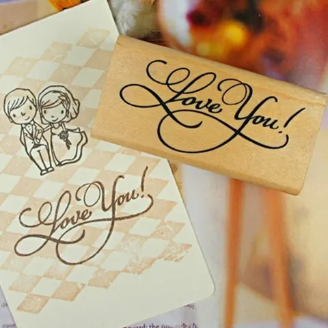 Wooden Rubber Stamp Vintage Love Letter Art Font DIY Journal Scrapbooking Decorative Craft Stamp Office Stationery