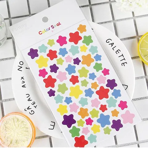 Colorful Decorative Stickers Cute Heart Star Floral Adhesive Paper Stickers For Journaling Scrapbooking School