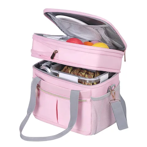 Bolsa de Almuerzo Isolada para Mujer Doble Capa A Prueba de Fugas Bolsa Térmica de Almuerzo Bolsa Nevera Portátil para Trabajo Escuela Viaje