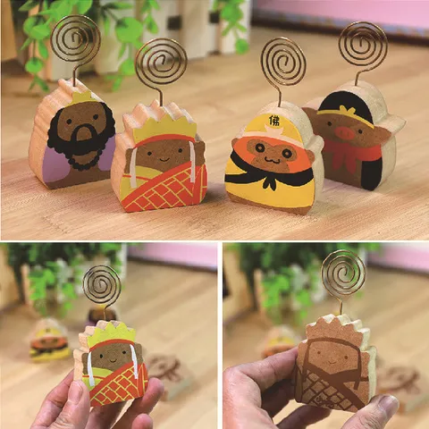 Creative Wooden Message Clip Cartoon Character Memo Holder Cute Photo Clip Office Stationery