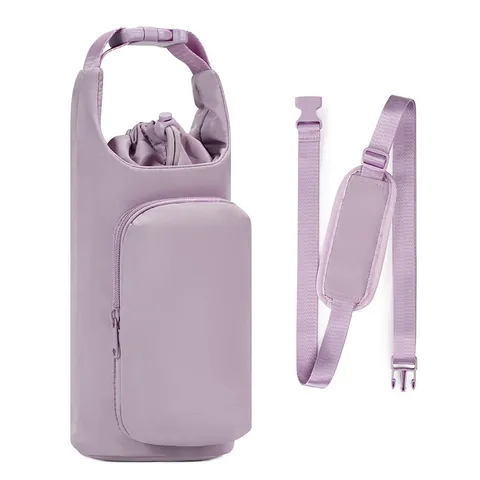 Insulated Water Bottle Bag With Phone Pocket Waterproof Fabric Crossbody Water Bottle Pouch Holder For Women Travel Outdoor