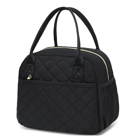 Quilted Insulated Lunch Bag Portable Thermal Cooler Tote Bag Waterproof Reusable Lunch Box For Women Work Picnic