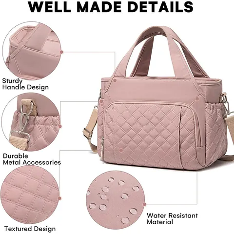 Insulated Lunch Bag For Women Quilted Waterproof Lunch Tote Portable Thermal Cooler Bag For Work Office Outdoor