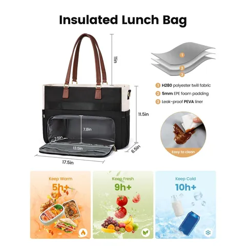 Women Waterproof Polyester Laptop Tote Bag Large Capacity Work Commuting Shoulder Bag Business Briefcase Handbag