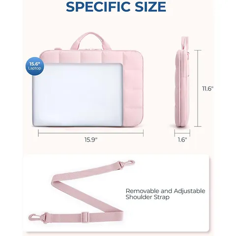 Sac pour Ordinateur Portable Matelassé Imperméable en Nylon avec Poignée et Bandoulière pour Bureau