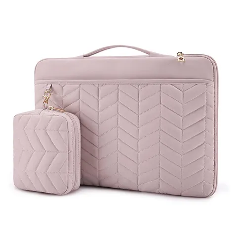 Wasserdichte Nylon Laptoptasche Aktentasche Tragbare Gesteppte Computer Handtasche Mit Griff Für Notebook Business