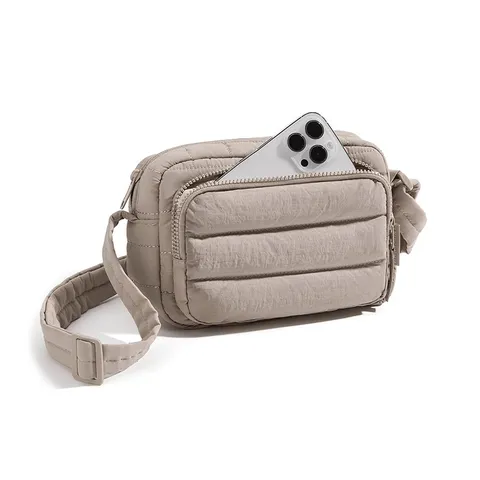 Women Fashion Quilted Crossbody Bag Lightweight Puffer Shoulder Bag Casual Nylon Handbag Daily Travel Purse