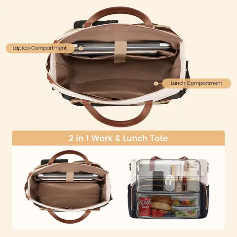Women's Large Capacity Tote Bag Multifunctional Laptop Bag Insulated Lunch Bag Urban Minimalist Commuter Handbag