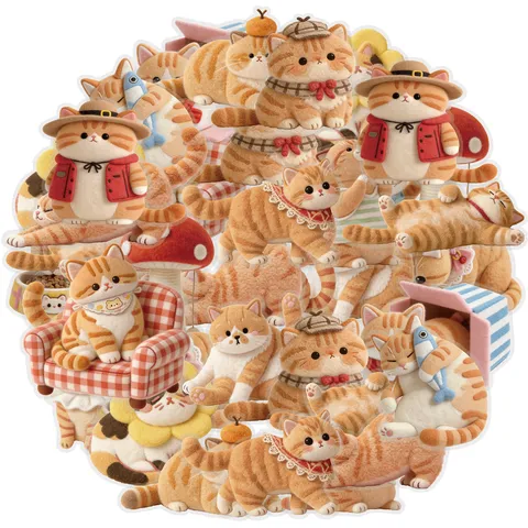 Cute Fat Tabby Cat Stickers Japanese Style Waterproof Decals For DIY Scrapbooking Luggage Pencil Case School Supplies