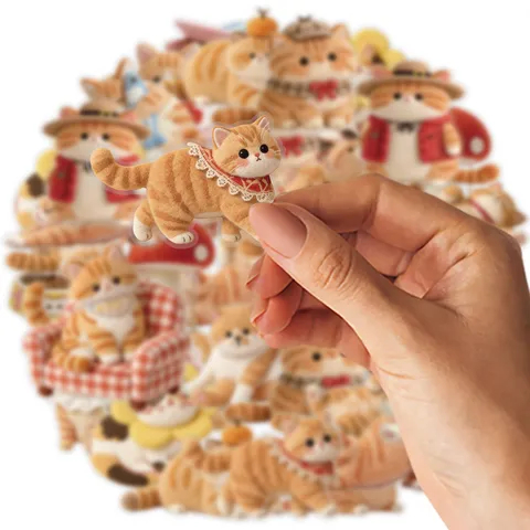 Cute Fat Tabby Cat Stickers Japanese Style Waterproof Decals For DIY Scrapbooking Luggage Pencil Case School Supplies