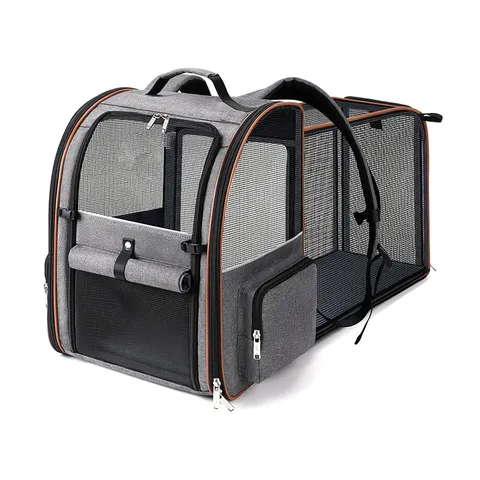 Expandable Pet Cat Dog Backpack Portable Breathable Mesh Travel Puppy Carrier Bag For Outdoor Walking Pet Supplies