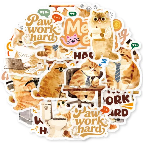 Funny Fat Orange Cat Stickers Waterproof PVC Cartoon Decorative Stickers For Luggage Laptop Scrapbook DIY Crafts