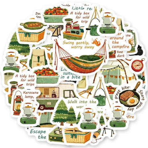 Camping Theme Washi Tape Decorative Masking Tape Set For Scrapbooking Journaling DIY Crafts Gift Wrapping Stationery