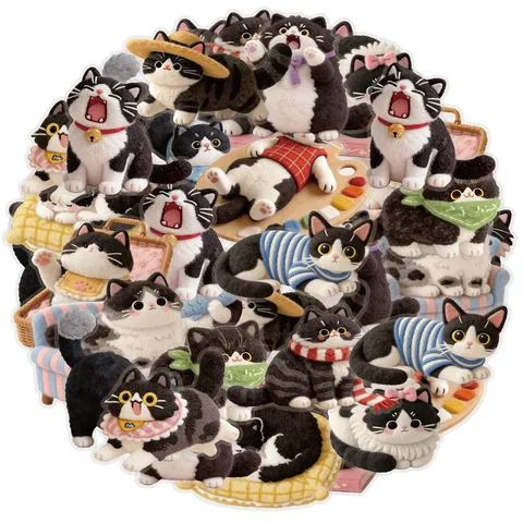Black and White Dairy Cow Cat PET Stickers Cute Kawaii Animal Waterproof Decorative Sticker for Handbook Phone Case Journal