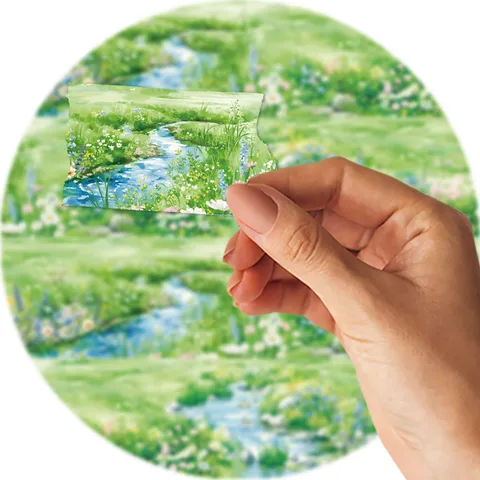 Creative Landscape Oil Painting Style Washi Tape Sticker Material DIY Journal Scrapbooking Decorative Stationery