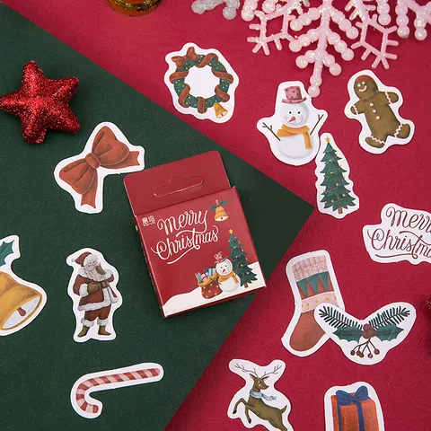Christmas Decorative Stickers Boxed Adhesive Decals For Journal Album Gift Wrapping Holiday Scrapbooking Supplies