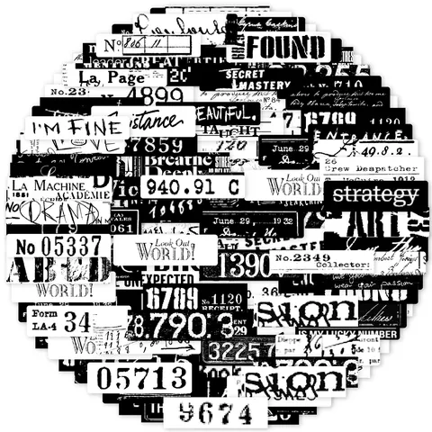 Black And White Ins Style Label Graffiti Stickers Student Stationery Water Bottle Diary Luggage Decorative Stickers