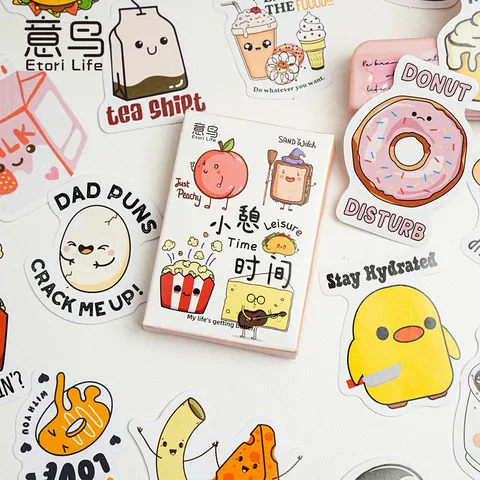 Boîte D'Autocollants De Dessin Animé Mignons Temps Libre Autocollants Décoratifs Autoadhésifs Pour Journal Scrapbook