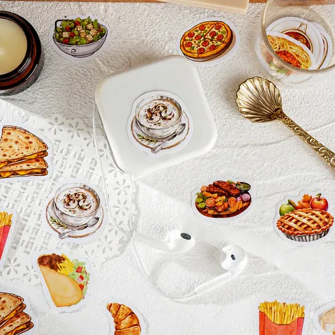 Boxed Decorative Stickers Western Simple Meal Self Adhesive Journal Diary Sealing Stickers Stationery Supplies