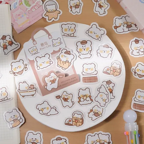 Cute Cartoon Animal Washi Paper Stickers Decorative Planner Journal Scrapbooking Diary Aesthetic Stationery Supplies