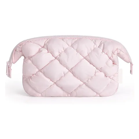 Puffy Quilted Makeup Bag Large Capacity Waterproof Travel Toiletry Bag Cloud Cosmetic Pouch For Women Daily Storage
