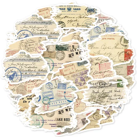 Vintage Newspaper Postage Stamp Stickers Aesthetic Waterproof Scrapbook DIY Phone Decorative Decals Stationery Supplies