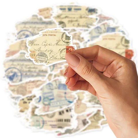 Vintage Newspaper Postage Stamp Stickers Aesthetic Waterproof Scrapbook DIY Phone Decorative Decals Stationery Supplies