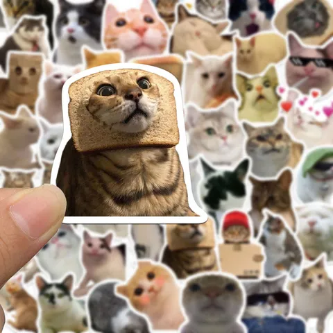 Funny Cat Meme Stickers Waterproof PVC Decals For Laptop Phone Case Luggage Daily Decorative Cute Cat Stickers