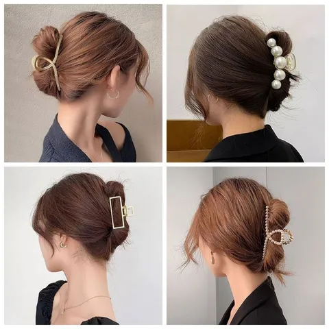 Eleganter Mattgold Galvanisierter Metall Haarkralle Clip Süße Künstliche Perle Strass Schmetterling Kirsche Geometrische Haarklemme Für Damen Haarschmuck