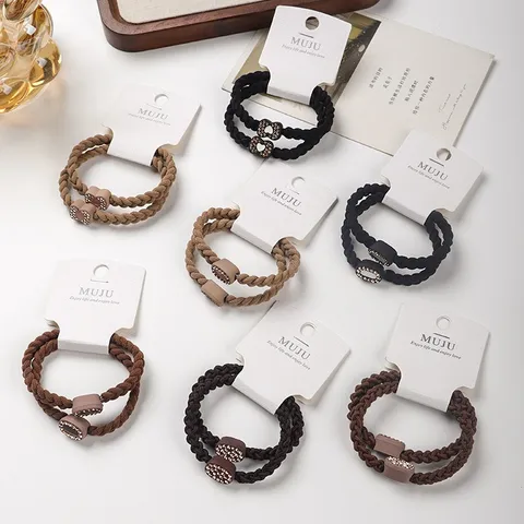 Hochelastisches Geflochtenes Haargummi Mit Strass Ovale Schleife Dekor Einfache Mode Haarschmuck Für Damen Pferdeschwanz