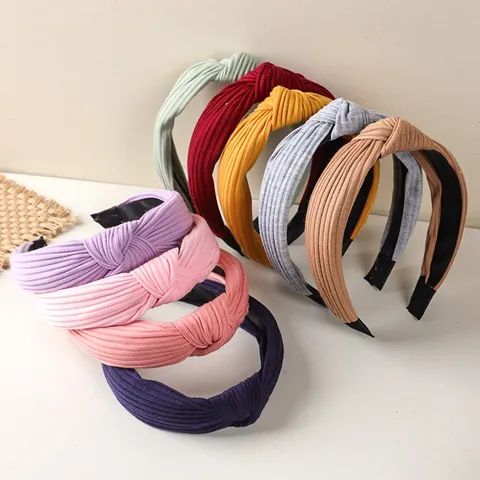 Minimalistisch Stoff Gestreift Geknotet Haarreif Breite Krempe Haarreif Lässig Tägliche Haarschmuck Für Damen Modische Kopfbedeckung