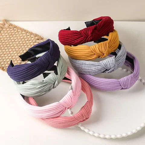 Minimalistisch Stoff Gestreift Geknotet Haarreif Breite Krempe Haarreif Lässig Tägliche Haarschmuck Für Damen Modische Kopfbedeckung
