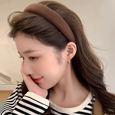 Koreanischer Stil Hohe Krone Schwang Haarreif Verdickter Stoff Gepolsterter Haarreifen Einfarbig Freizeit Haarschmuck Für Damen