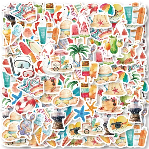 Waterproof Ocean Beach Graffiti Stickers Aesthetic Vinyl Decals For Water Bottles Laptop Guitar Luggage