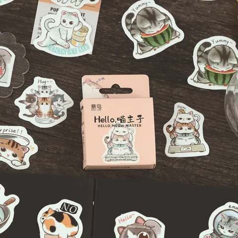 Cute Cartoon Cat Stickers Box Set Kawaii Animal Decals Aesthetic Stationery Supplies For Scrapbook Journal
