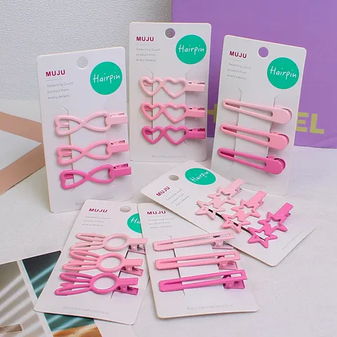 Süße Dopamin Rosa Metall Haarklammern Geometrisch Herz Stern Schleife Haarnadel Set Für Damen Mädchen Haaraccessoires