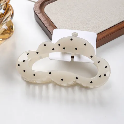 Women Fashion Polka Dot Ribbon Cloud Hair Claw Clip Resin Enamel Shark Clip Hair Accessories Daily Styling Hair Pin