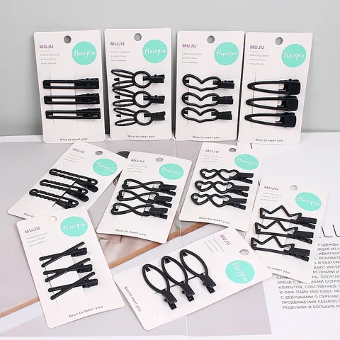 Minimalistisch Schwarz Metall Haarspangen Geometrisch Süße Haarnadeln Set Für Damen Täglich Styling Haaraccessoires